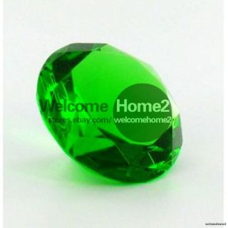 Green Color Glass Paperweight Measures 4 Diameter Diamond Shaped
