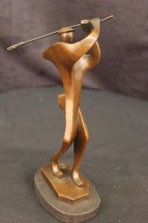 Modern Art Original Golfer Bronze Marble Statue Golf Club Golfing