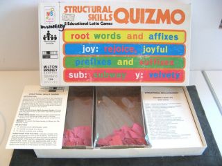 VTG QUIZMO STRUCTURAL SKILLS LOTTO GAME #7328 for ROOT WORDS & AFFIXES