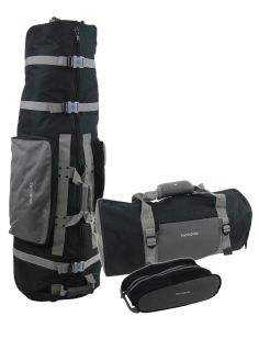 New Samsonite 3 Piece Golf Travel Bag Cover Luggage Set Black Silver