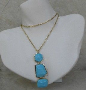 Kenneth Jay Lane Turquoise Nugget Necklace Authentic New