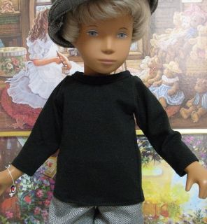 Fits 16 inch Gregor Sasha Boy Doll Black Long Sleeve T Shirt D107