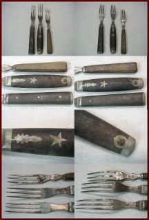 Set of 3 Civil War Period Forks One Goodells Fork with Inlaid Silver