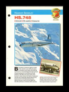 Hawker Siddeley HS 48 Airplane Fold Out Spec Sheet Aircraft of The