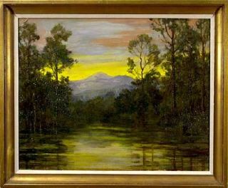Antique American Western Colorado River Landscape Oil Painting David