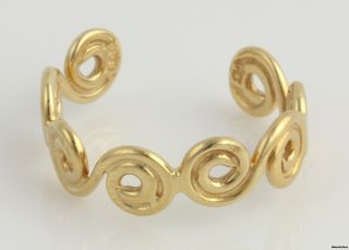 High Karat Swirled Toe Ring   18k Yellow Gold Adjustable Solid Curly Q