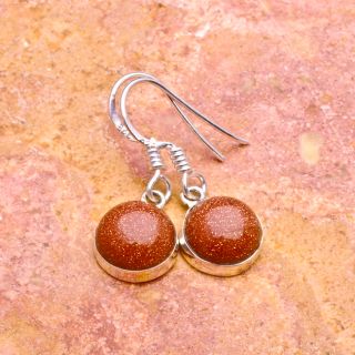 Red Goldstone 100 Solid 925 Sterling Silver Earrings 7 8 Stamped 925