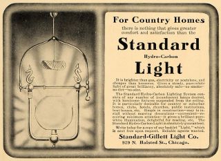 1907 Ad Standard Gillett Hydro Carbon Light Homes Original Advertising