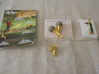 Big Lot of 7 Golf Golfing Jewelry Pins Brooches & Tie Tacs ~ Vintage