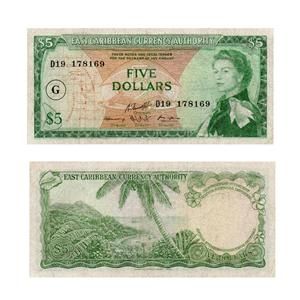 1965 British East Caribbean Grenada $5 Dollar 5 Catalog $50