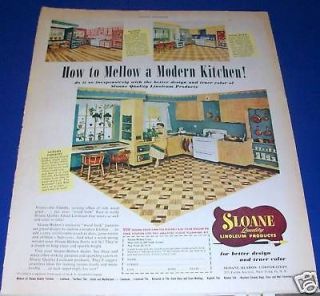 1950 vintage kitchen sloan linoleum floor ad 
