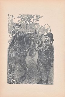 Little Girl Riding Horse Dad Leading Antique Print 1900