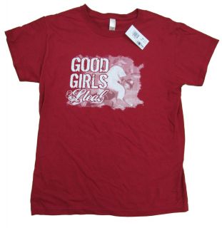 Ladies Girls Softball Good Girls Steal Red T Shirt New