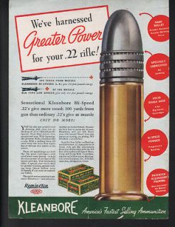  22 CAL AMMO BULLET RIFLE GUN TARGET SPORT BOX SHELL HUNT ART AD