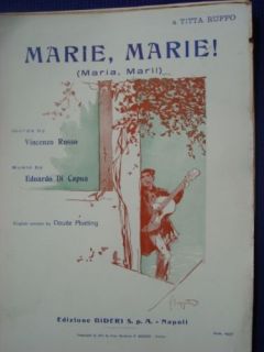 Napoletana Spartito Musicale Marie Marie English Vers