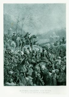 Blucher Crossing Rhine by Camphausen 1883 Photogravure