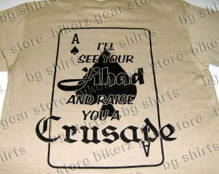 jihad crusade t shirt 2x 3x knights templar infidel tan