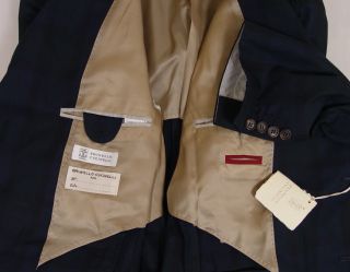Brunello Cucinelli Coat $2350 Navy Glen Plaid 3 BTN Blazer Sport Coat