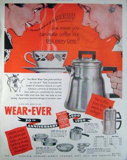 1950 Wear Ever Coffee Pot Vintage Print Ad