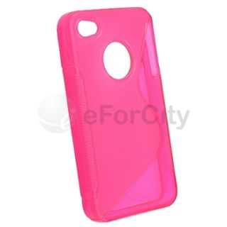Pink S Shape Hard TPU Candy Case Cover For iPhone 4 4S 4G 4GS 4G