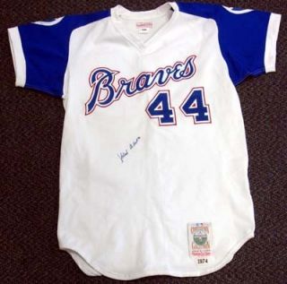 Hank Aaron Autographed Signed Braves Mitchell Ness Jersey PSA/DNA #