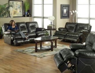 3pc Leather Reclining Sofa Loveseat Glider Chair Set