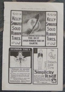  Vintage Kelly Springfield Rubber Tires Ad w Globe / Diamond Bicycle