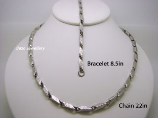  Steel Versace Necklace Bracelet Set Greek Style Mens Jewellery