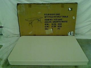 Blow Molded Plastic Folding Table in Granite White