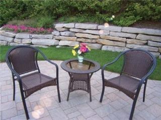 New Outdoor Resin Wicker 3pc Patio Furniture Bistro Seating Set