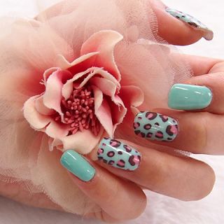 Nail Stickers Nail Art Decals Wraps Mint Reopard Design Korean Style