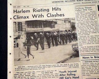 Harlem Race Riots New York City Police Racial Confrontation 1964 Old