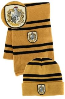 Harry Potter Licensed Hufflepuff House Hat Real Wool Scarf w Crest