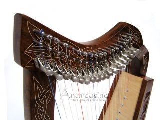  19 STRINGS PRO QUALITY CELTIC PIXIE HARP w/ CASE & EXTRAS by ROOSEBECK