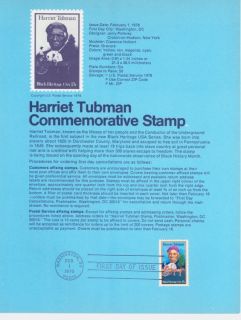 1744 13c Harriet Tubman USPS 7805 Souvenir Page