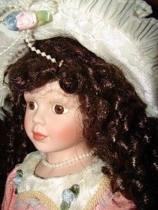 Beautiful Porcelain Goldenvale Doll 1 2000 with Dress Gown Bonnett