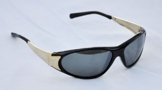 Goldie Glam Gold Metal Arm Boho Vintage Deadstock Sunglasses Black