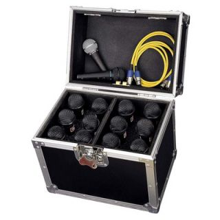 Road Ready Microphone Case for 12 Microphone with Storage Compartment
