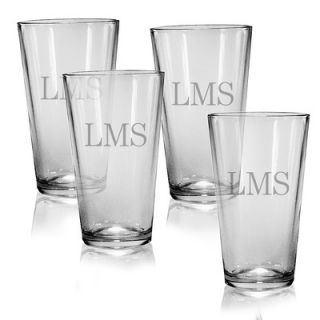 Susquehanna Glass Set of 4 Pint Glass 16 oz. Triple Letter Monogram