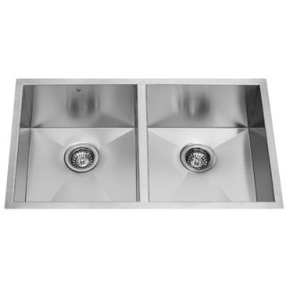 Vigo 32 x 19 Undermount Double Bowl Kitchen Sink and Faucet in Satin