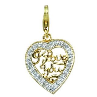 EZ Charms 14K 1.28 Grams Yellow Gold Diamond 0.08Ct I Love You Heart