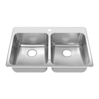 American Standard Stainless Steel Drop In 33.38 X 22 Inch Double Bowl