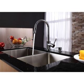 Kraus 33 Undermount 70/30 Double Bowl Kitchen Sink with 15 x 7