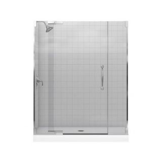 Finial Frameless Pivot Shower Door with 0.38 Thick Crystal Clear G