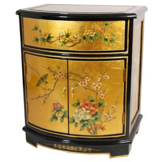  Furniture Leaf Round Front Shoe Cabinet in Gold   LCQ 41 GPB