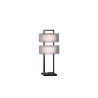 Nova Amarillo Silver Accent Table Lamp in Dark Brown Wood and Brushed