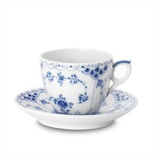  Copenhagen Blue Fluted Half Lace 5.75 Oz Cup and Saucer