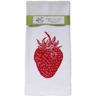 Organic Strawberry Block Print Tea Towel