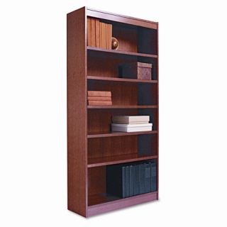 Square Corner Bookcase, Finished Back, Wood Veneer, 7 Shelf, 36x12x84