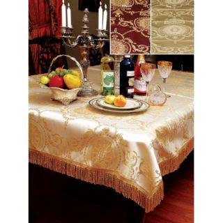  Linen Diamond Damask Design Fringes 90 Round Tablecloth